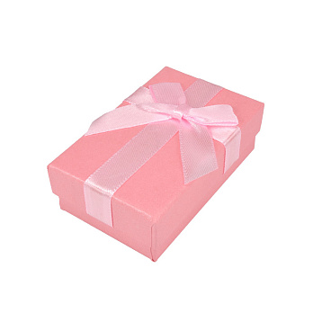 Подарочная коробочка Прямоугольная с бантиком, 8х5х2,5 см, Розовая (UPK-057112)