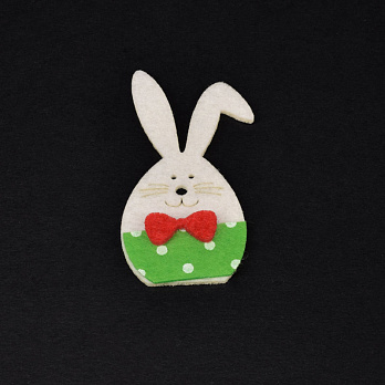 Декоративний виріб із фетру Кролик з бантиком, 7х4 см, Зелений (FLT-057284)