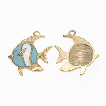 Підвіска метал. Рибка блакитна, 28х25 мм, Золото (POD-054689)