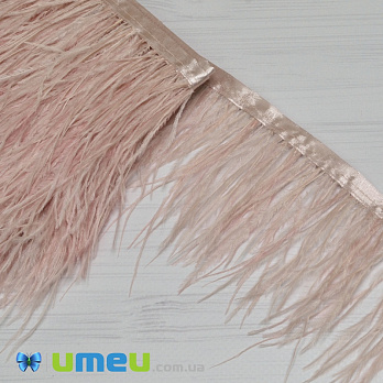 Перья страуса на ленте, 8-10 см, Пудровые (PER-038894)