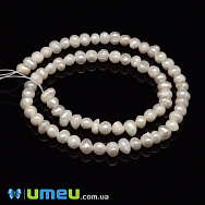 Намистини натуральні річкові Перли молочні, 5-7 мм (BUS-048774)