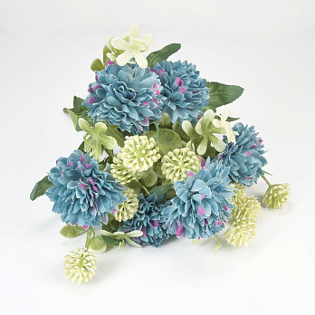 Букет хризантем с одуванчиками, 29 см, Голубой (DIF-057746)