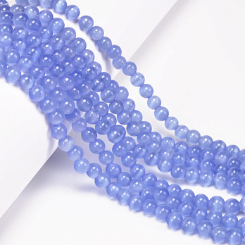 Бусины Кошачий глаз, Синт. камень, 6 мм, Голубые, Круглые (BUS-054247)