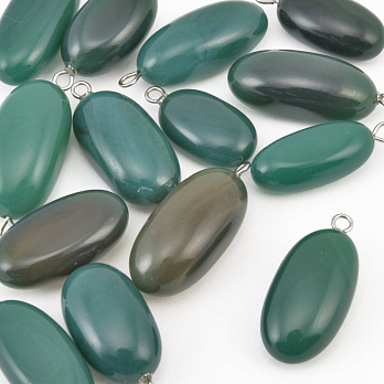 Подвеска Овал, Натур. камень Агат зеленый, 21-32 мм (POD-058626)