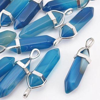 Підвіска Кристал, Натур. камінь Агат синій, 39х8 мм (POD-058619)