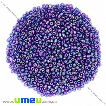 Бісер китайський середній, 8/0, Синій АВ прозорий, 3 мм (BIS-009055)