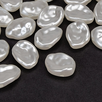 Намистини пластикові, Імітація барокових перлів, 15,5х12х5,5 мм, Молочні (BUS-059870)