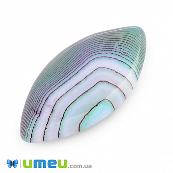 Кабошон нат. камінь Агат Бразильський фіолетово-зелений, Човен, 39,1х19,5 мм (KAB-042792)