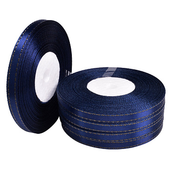 Атласна стрічка з люрексом, 6 мм, Синя темна (LEN-052857)