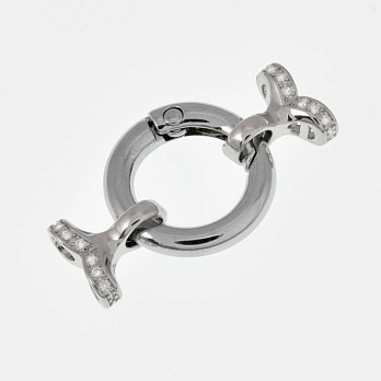 Застёжка, 35х20 мм, Латунь с покрытием Родий, Куб. цирконий (ZAM-060854)