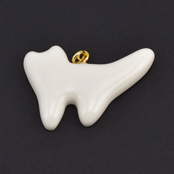 Підвіска Котик з полімерної глини, 40х27 мм, Біла (POD-058998)