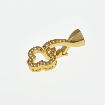 Застібка, 23х12 мм, Латунь з покриттям 18 kt, Куб. цирконій (ZAM-058448)