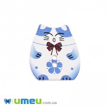 Декоративний пришивний елемент Котик, 25х22 мм, Синій (DIF-047796)