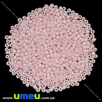 Бісер китайський середній, 8/0, Рожевий перламутровий, 3 мм (BIS-009049)