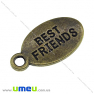 Подвеска метал. «Best friend», 18х10 мм, Античная бронза, 1 шт (POD-000223)