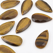 Підвіска Крапля гранована, Натур. камінь Тигрове око, 24,5х13 мм (POD-058668)