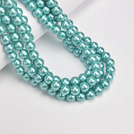 Намистини скляні Перли Premium, 8 мм, Бірюзові, Круглі (BUS-060503)