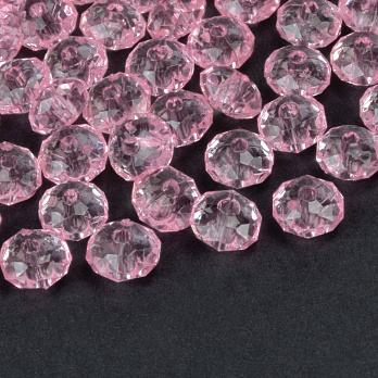 Намистини акрилові, Ронделі, 8х5 мм, Рожеві світлі (BUS-056135)