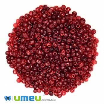 Бісер китайський великий, 6/0, Червоний темний прозорий, 4 мм (BIS-037743)