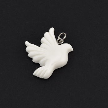 Подвеска Голубь из полимерной глины, 35х25 мм, Белая (POD-058993)