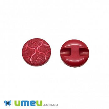 Гудзик пластиковий на півніжці тонований Круглий, 15 мм, Червоний (PUG-046286)