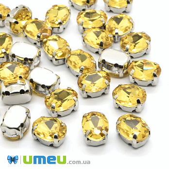 Шатон овальний 14х10 мм, Темне срібло, Жовтий (KAB-052801)