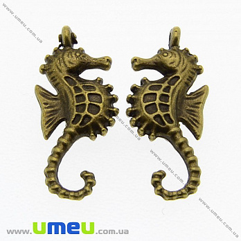 [Архів] Підвіска метал. Морський коник (двостор.), 29х12 мм, Антична бронза (POD-007950)