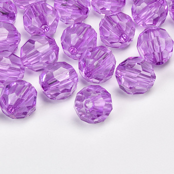 Намистини акрилові, Круглі грановані, 10 мм, Бузкові (BUS-059883)