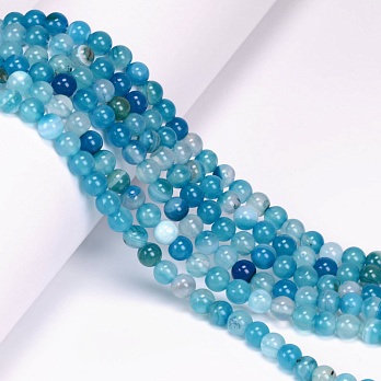 Бусины Агат синий, Натур. камень, 6 мм, Круглые (BUS-056097)