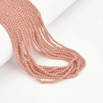 Бусины круглые граненые (имитация нефрита), 2 мм, Персиковые (BUS-057371)