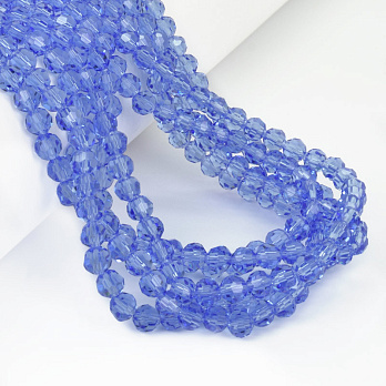 Бусины круглые граненые, 6 мм, Синие (BUS-057316)