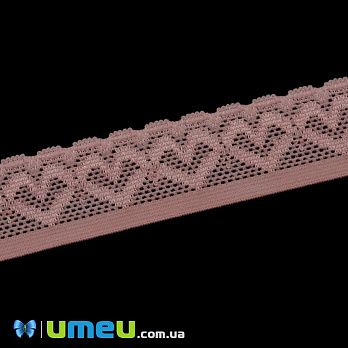 Резинка с кружевом Сердца 30 мм, Пудровая, 1 м (LEN-039498)