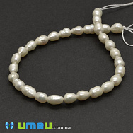 Намистина натуральний камінь Перли річкові молочні Рис, 5-6х4-5 мм (BUS-039397)