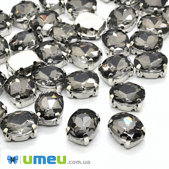 Шатон овальний 8х6 мм, Темне срібло, Сірий (KAB-040626)