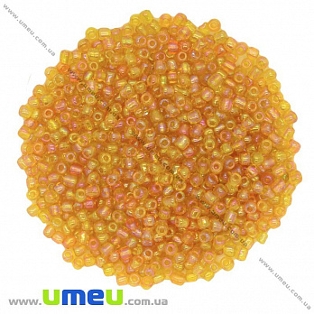 Бісер китайський середній, 8/0, Помаранчевий АВ прозорий, 3 мм (BIS-009059)
