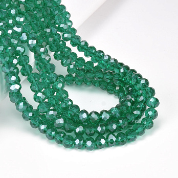 Бусины рондели, 6х5 мм, Изумрудные (BUS-057100)