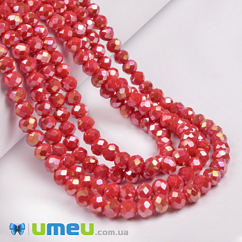 Намистини ронделі, 6х5 мм, Червоні AB (BUS-049338)