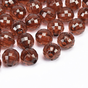 Намистини акрилові, Круглі грановані, 9,5 мм, Коричневі (BUS-059748)