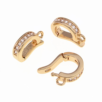 Бейл съёмный, 12 мм, Латунь с покрытием 14 kt, Куб. цирконий (OSN-055380)