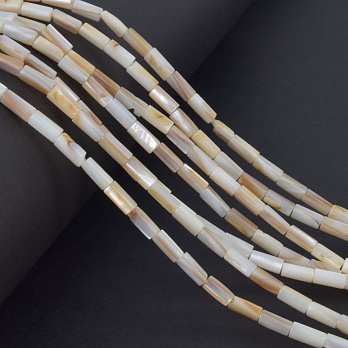 Бусины Перламутр бежевый, Натур. камень, 7х3 мм, Бочонок (BUS-058119)