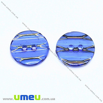 Пуговица пластиковая Круглая, 13 мм, Синяя (PUG-013019)