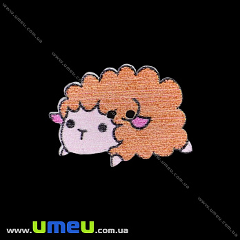 Декоративний пришивний елемент Овечка, 25х17 мм, Помаранчевий (DIF-033420)
