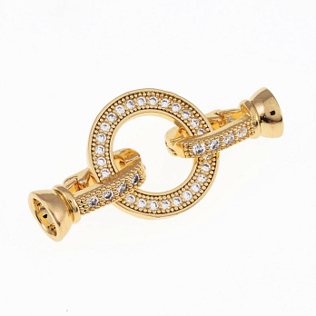 Застёжка, 32х16 мм, Латунь с покрытием 18 kt, Куб. цирконий (ZAM-055436)