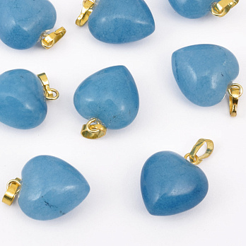 Підвіска Серце, Натур. камінь Аквамарин, 18х15х10 мм (POD-057917)