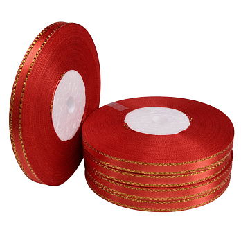 Атласная лента с люрексом, 6 мм, Красная (LEN-052849)