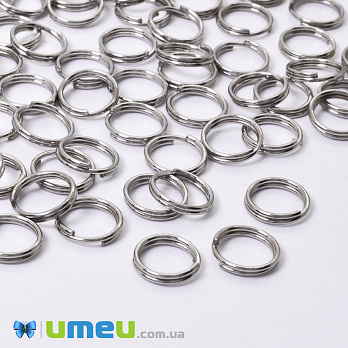 Колечки двойные, Темное серебро, 8 мм, толщина 0,7 мм, 5 г (PIN-048770)