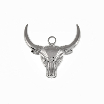 Подвеска из нерж. стали Голова быка, 25х24 мм, Темное серебро (STL-061331)