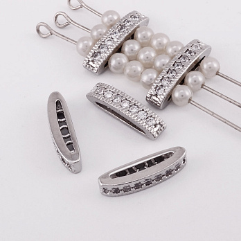 Коннектор-разделитель, 17х3,7 мм, Латунь с покрытием Родий, Куб. цирконий (KON-055951)