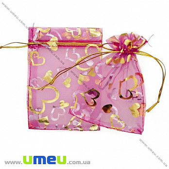 Подарочная упаковка из органзы, 10х12 см, Малиновая (UPK-020387)