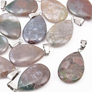 Підвіска Крапля плоска, Натур. камінь Агат індійський, 27х16 мм (POD-043113)